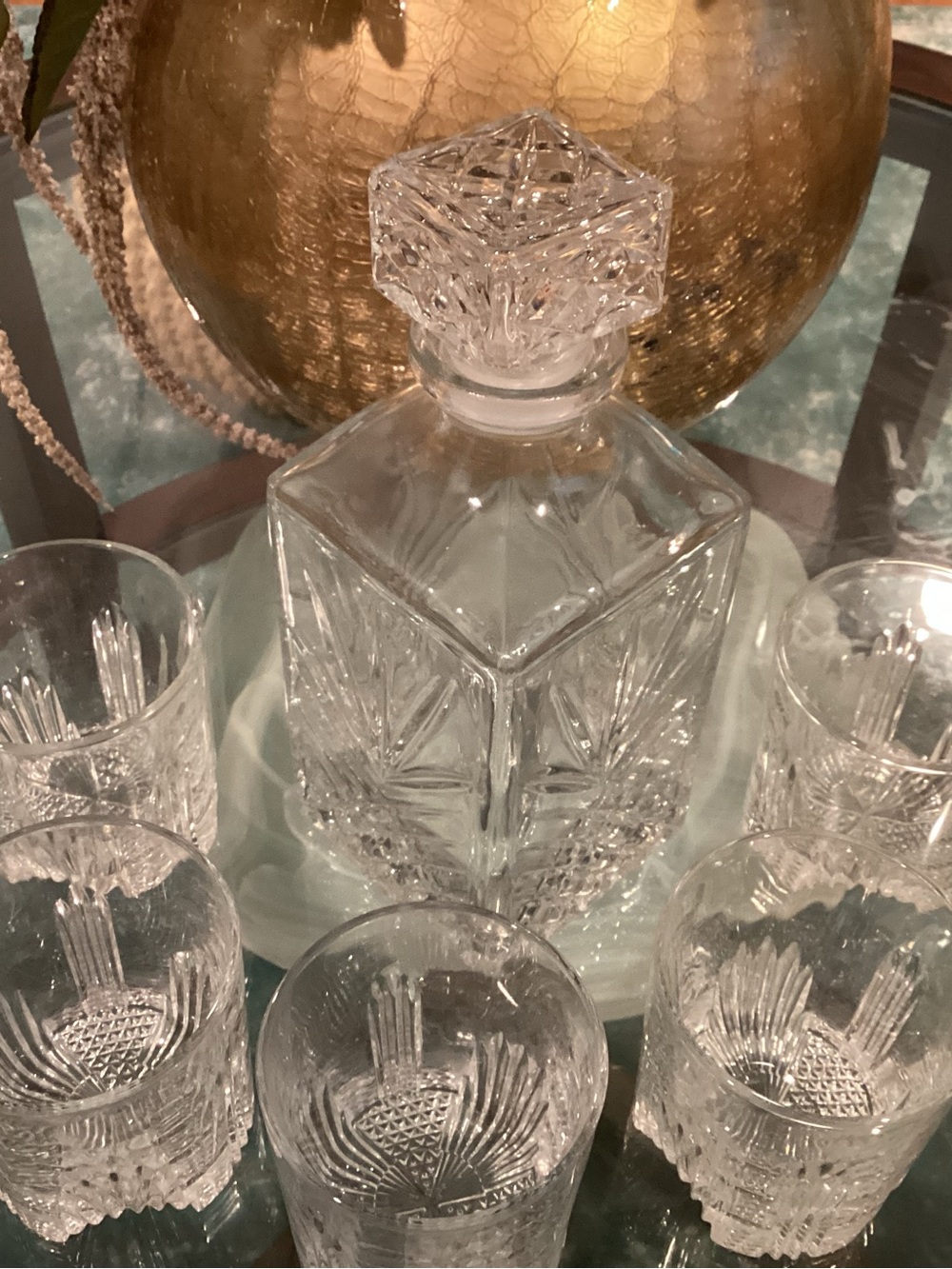 Paksh Clear Crystal-Style Glass Decanter and Tumbler Set - Clear